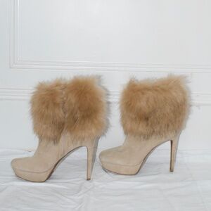 Fur Trim Tan Booties